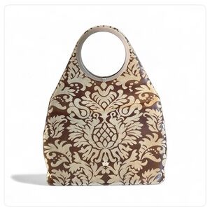 Elaine Turner Brown and Cream damask patterned bag Tote